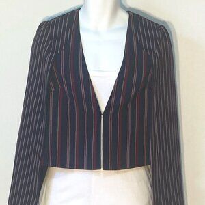 BCBGeneration SZ S navy striped unique vested capelet blazer professional career